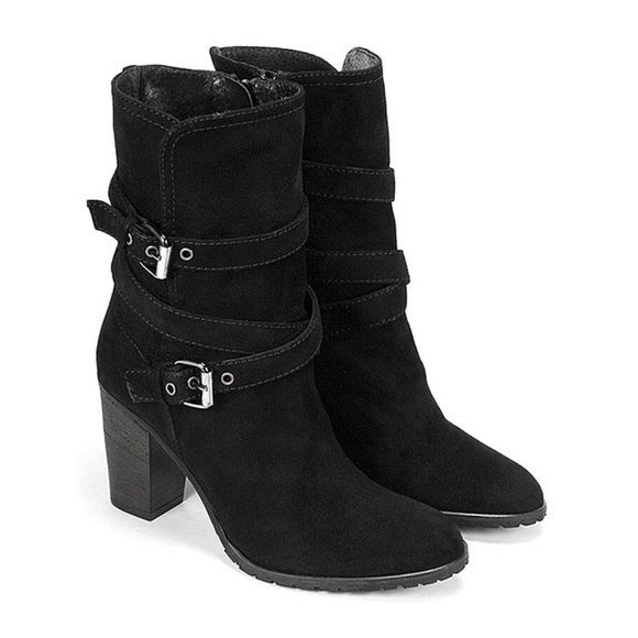 Genuine Suede Engineer Block Heeled Combat Boots - Picture 16 of 16